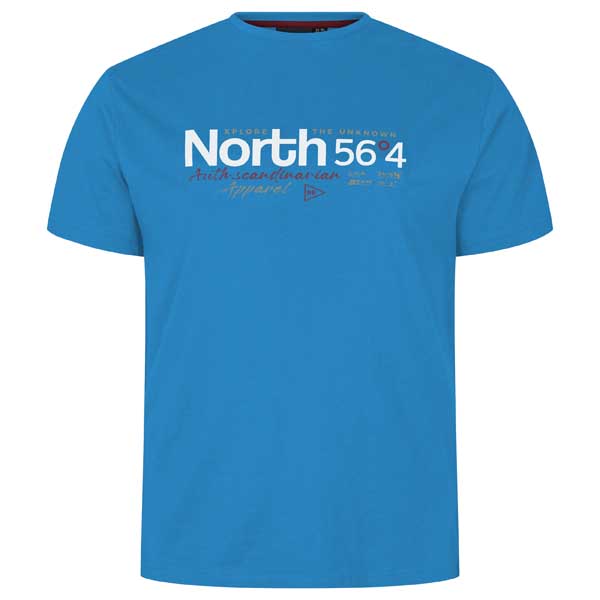 Blauw T-Shirt Met Logo Print Ronde Hals | North 56°4