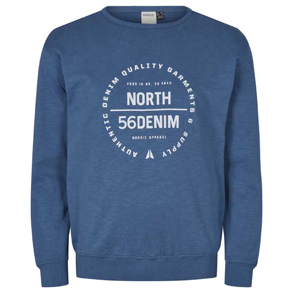 Blauwe Sweater Met Logo Print Ronde Hals | North 56Denim