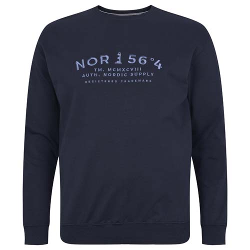 Navy Sweater Met Geborduurd Logo & Ronde Hals | North 56°4